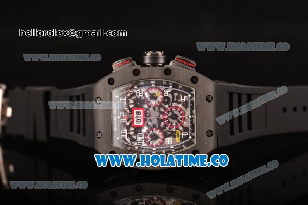 Richard Mille RM 011 Felipe Massa Flyback Chronograph Swiss Valjoux 7750 Automatic Carbon Fiber Case with Skeleton Dial Black Inner Bezel and White Markers - 1:1 Original - Click Image to Close